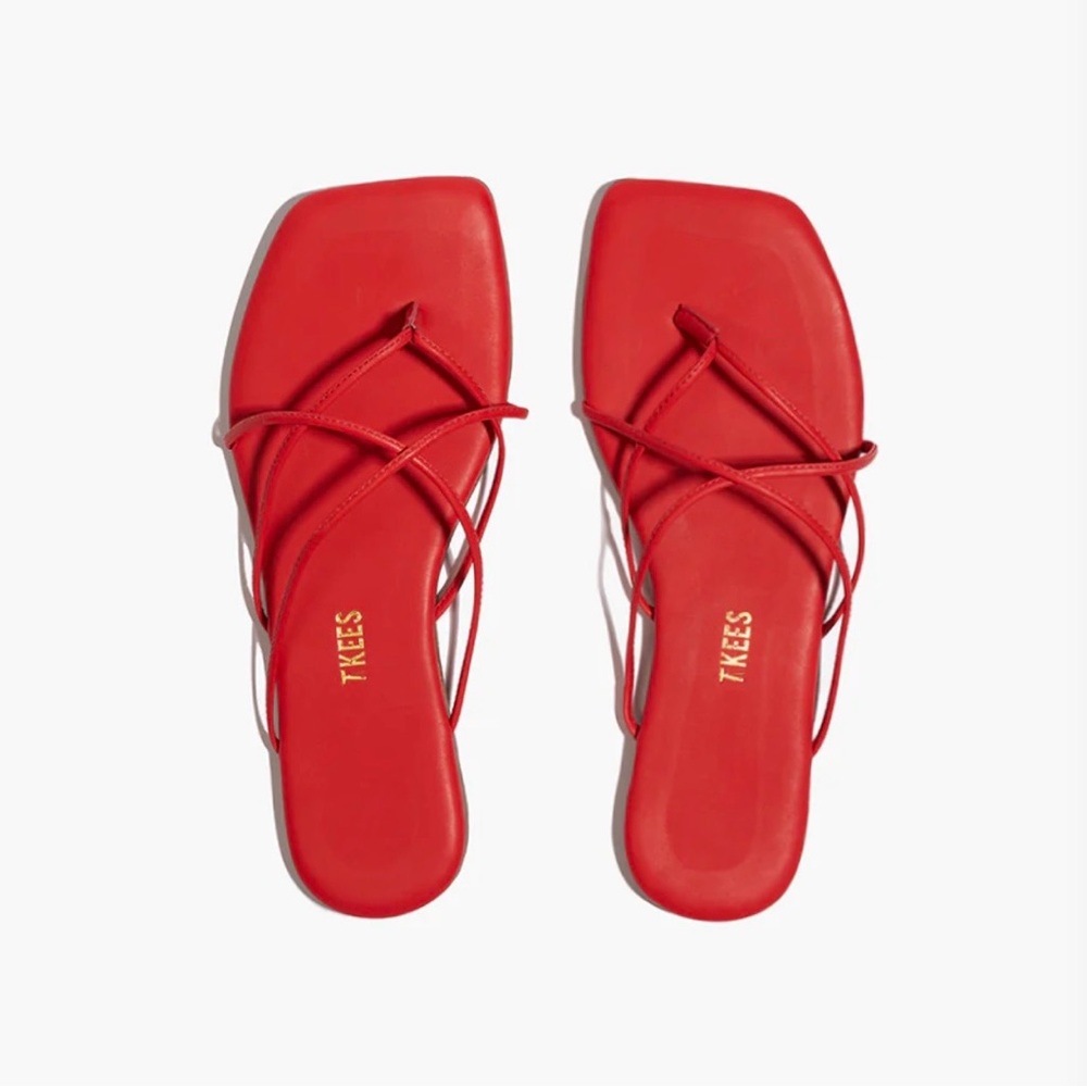 ♥️LIKE NEW♥️ TKEES Strappy Square Toe Elle Leather Sandal in red Size 10